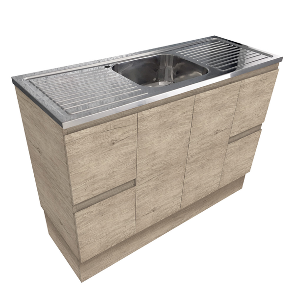 Fienza Citi 1200 Edge Scandi Oak Vanity On Kick Solid Doors 1 Tap Hole