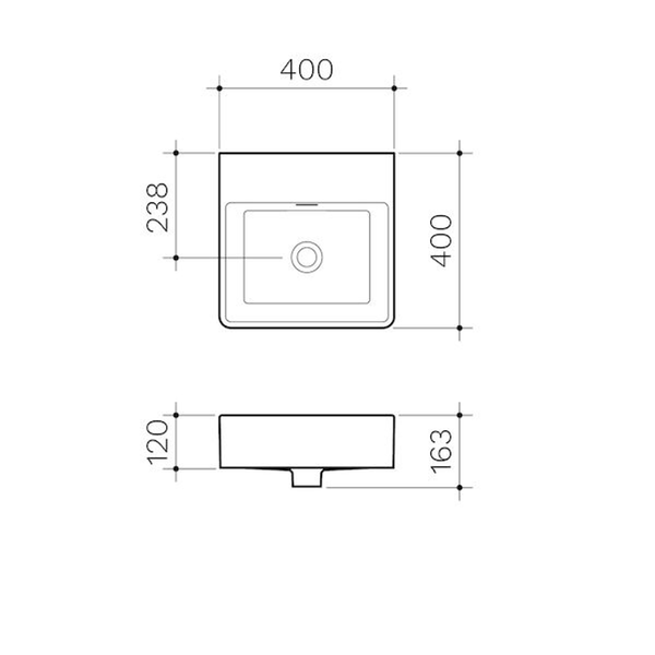 Clark Square Wall Basin 400mm No Tapholes