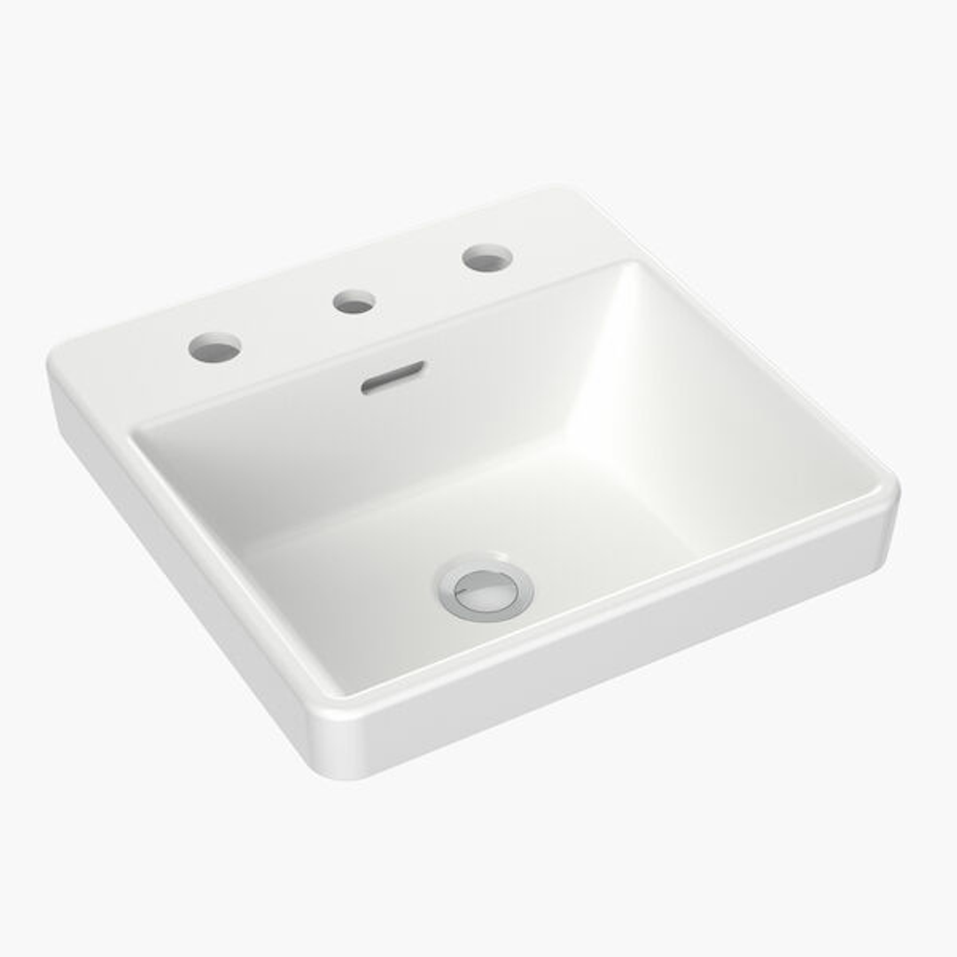 Clark Square Inset Basin With Tap Landing 400mm Three Tapholes