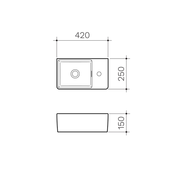 Clark Square Hand Wall Basin One Taphole