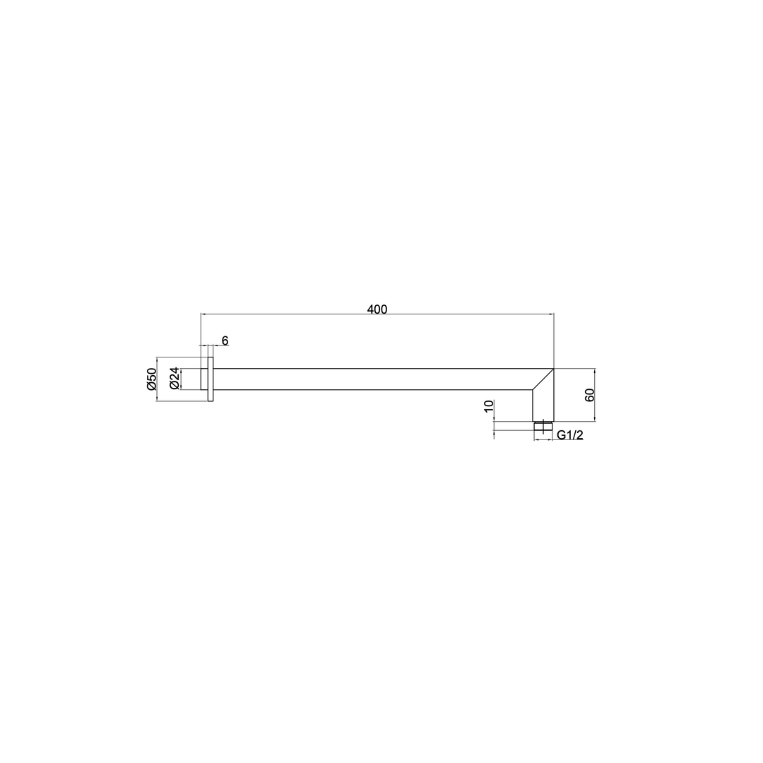Linsol Sofia Round 400Mm Shower Wall Arm Gunmetal