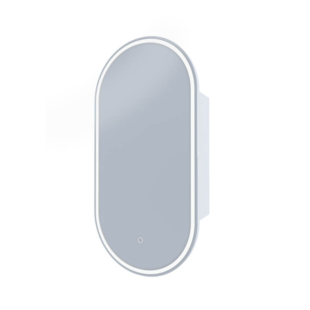 Remer Capsule Led Shaving Cabinet With Manhattan Black Frame