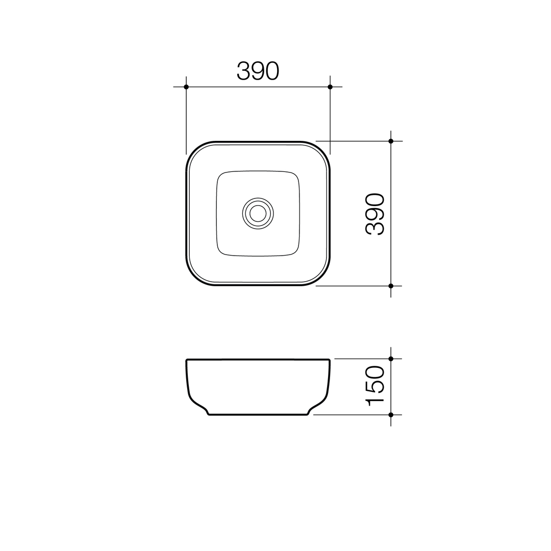 Caroma Artisan Above Counter Basin Square 390mm