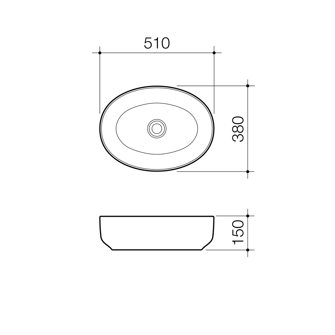 Caroma Artisan Above Counter Basin Oval 510mm