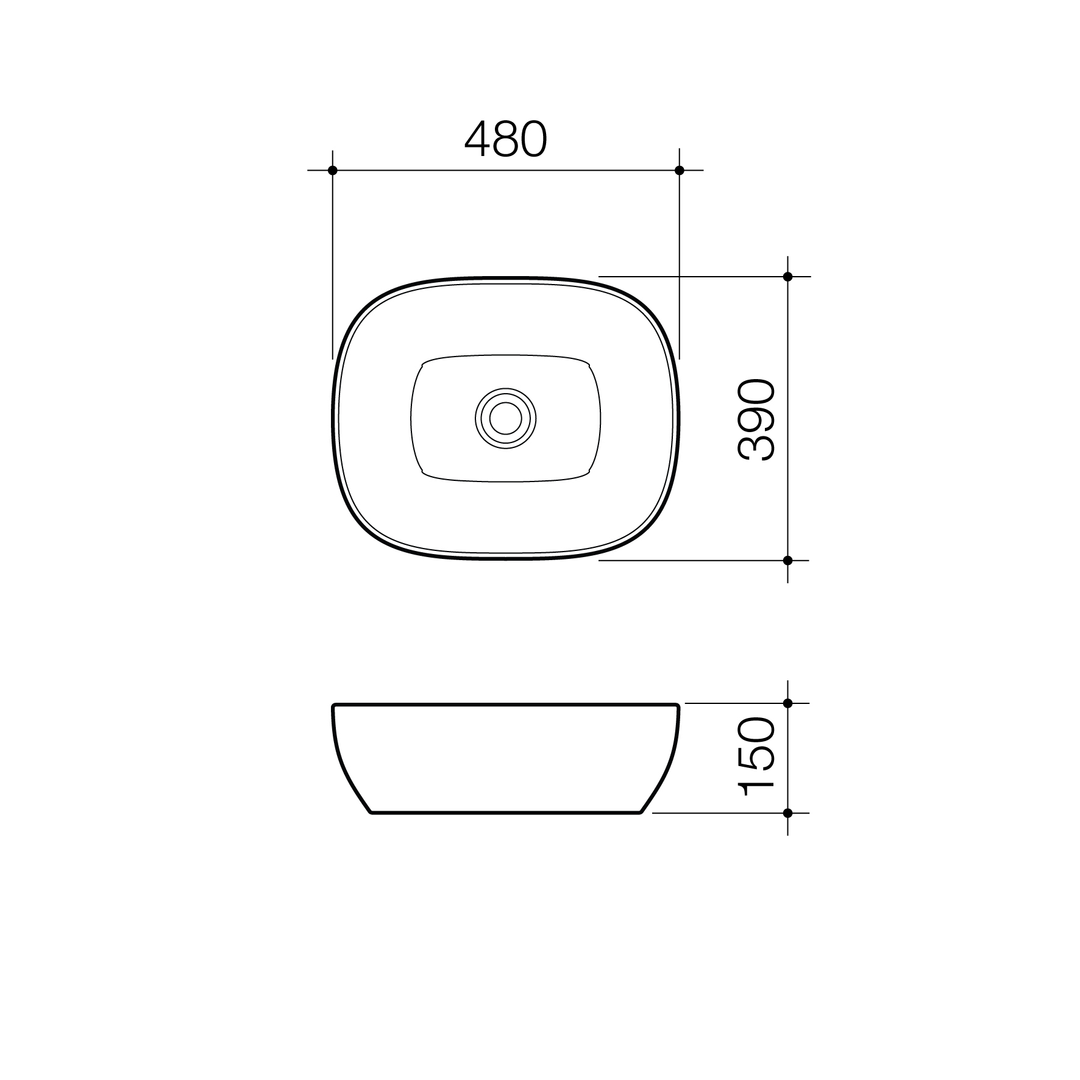 Caroma Artisan Above Counter Basin Curved Rectangle 500mm
