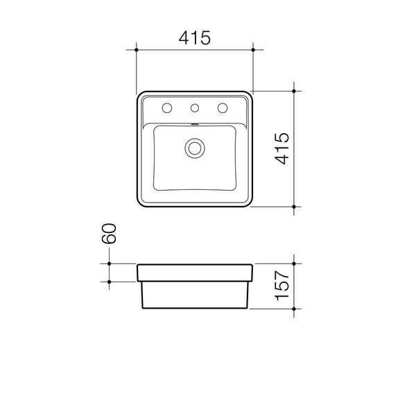 Caroma Carboni II Inset Basin White 1 Tap Hole