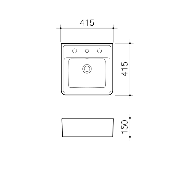 Caroma Carboni II Wall Basin 1 Tap Hole White