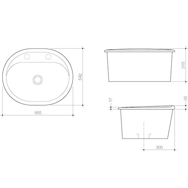 Caroma Metro 35 Utility Basin - 0 Tap Hole 655X542mm White
