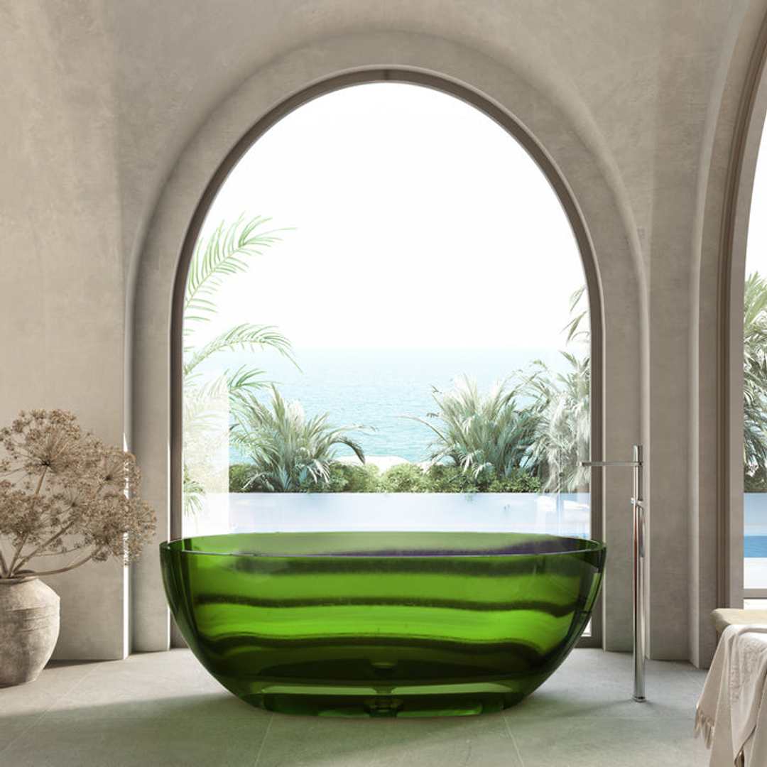 Cassa Design Wow 1500mm Translucency Resin Stone Bath Emerald Green