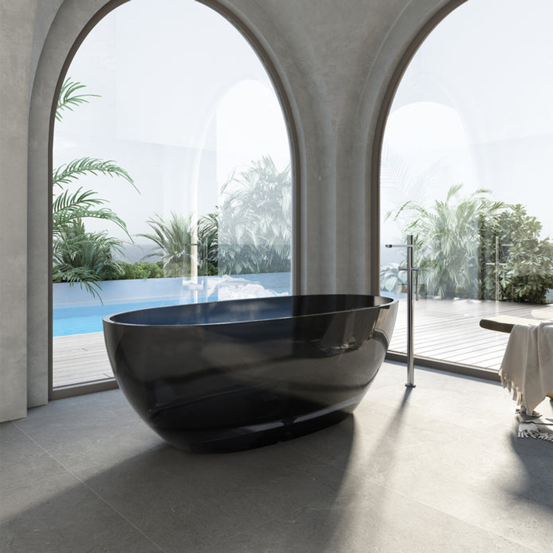 Cassa Design Wow Translucency Resin Stone Bath Morion Black 1500mm