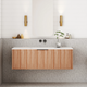 Cassa Design Capture 1200mm Wall Hung Vanity Solid Surface Moulded Top Natural Walnut