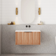 Cassa Design Capture 750mm Wall Hung Vanity Solid Surface Moulded Top Natural Walnut