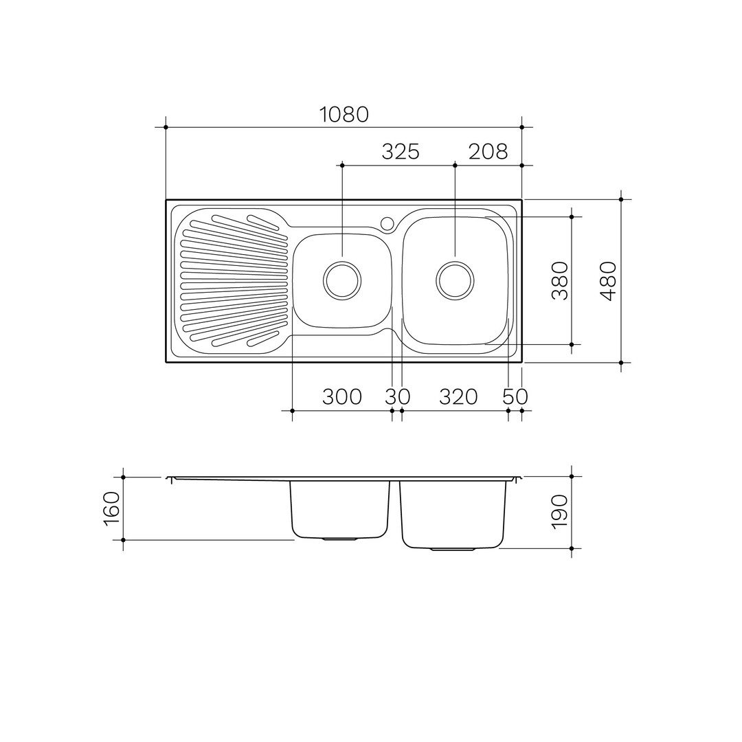 Clark Vital 1080mm 1.75 End Bowl Sink 1127   1 Tap Hole Right