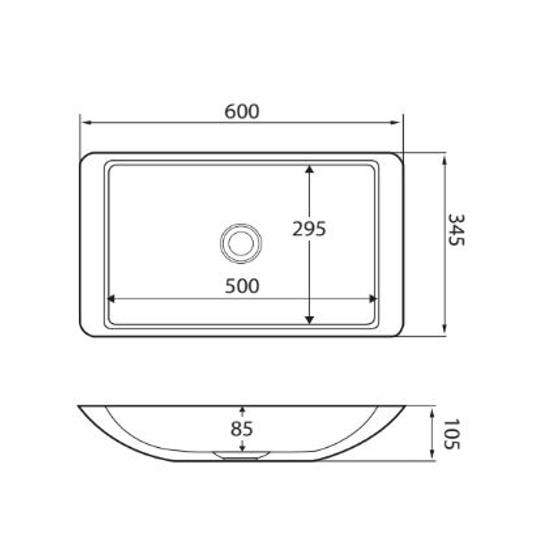 Fienza Classique 600 Above Counter Solid Surface Basin - Matte Black