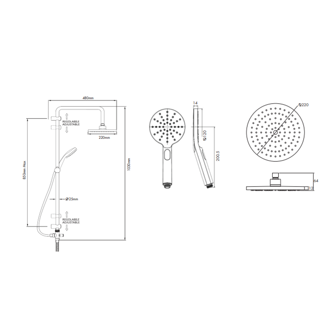 Collis Bakara Niagara Shower Column With Elbow Chrome