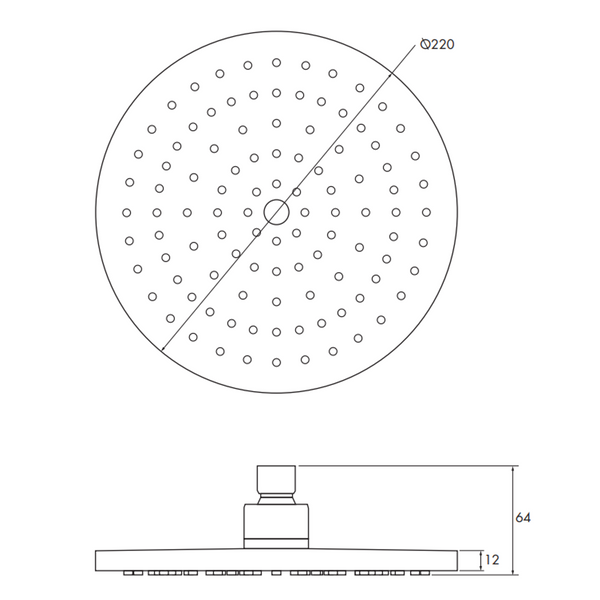 Collis Bakara Round Shower Head 220Mm Matte Black D02011B