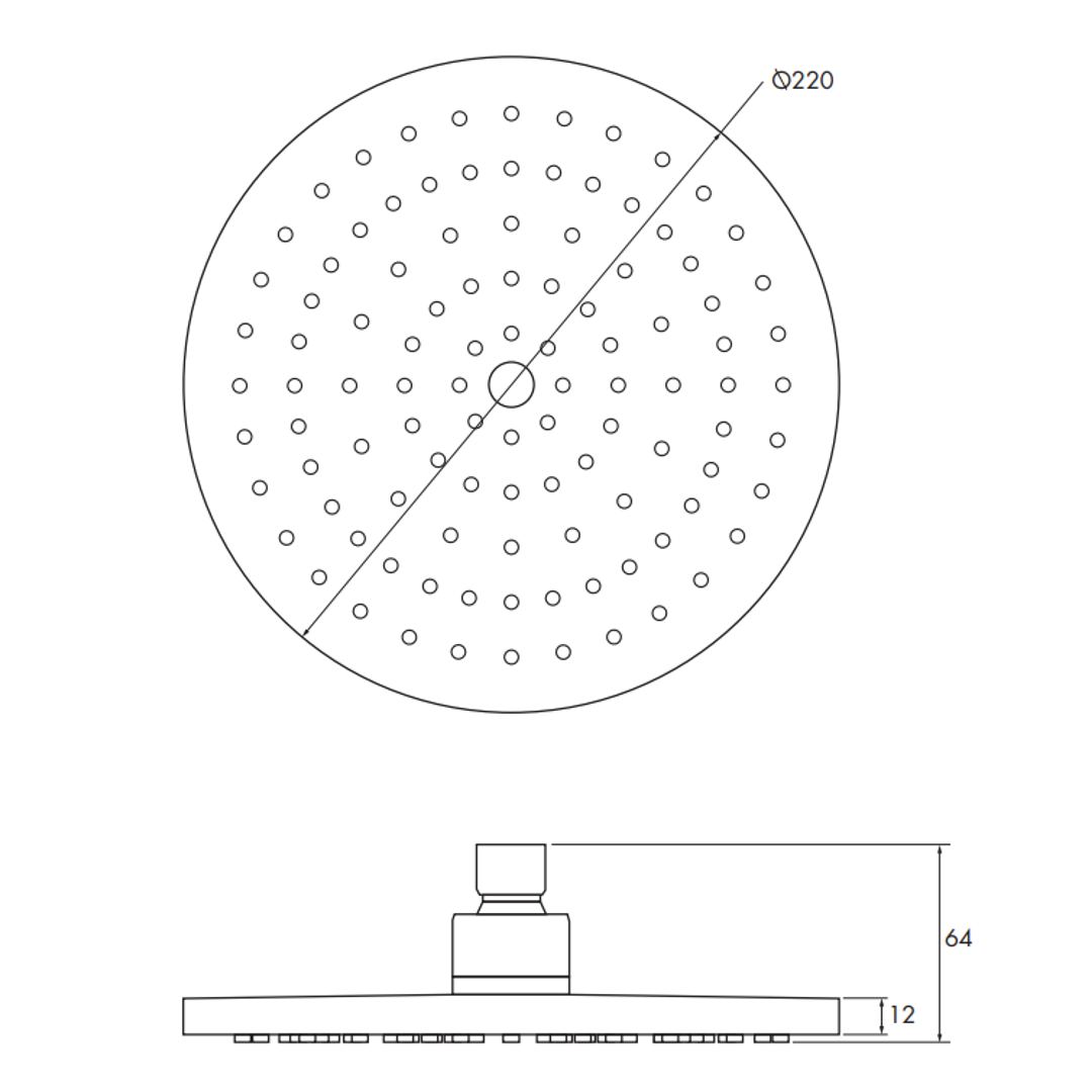 Collis Bakara Round Shower Head 220mm Chrome