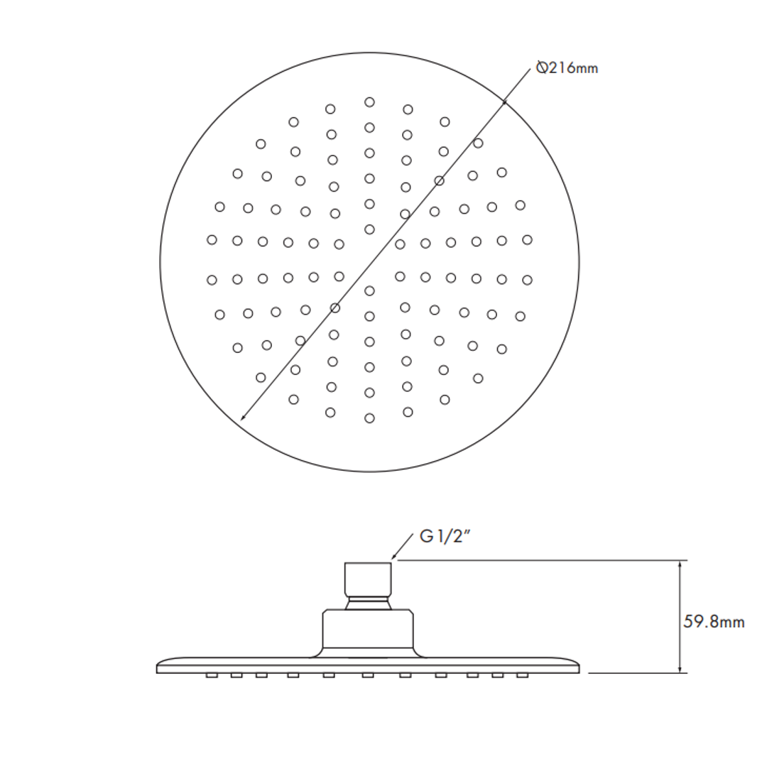 Collis Ino Round Abs Shower Head 216mm Chrome
