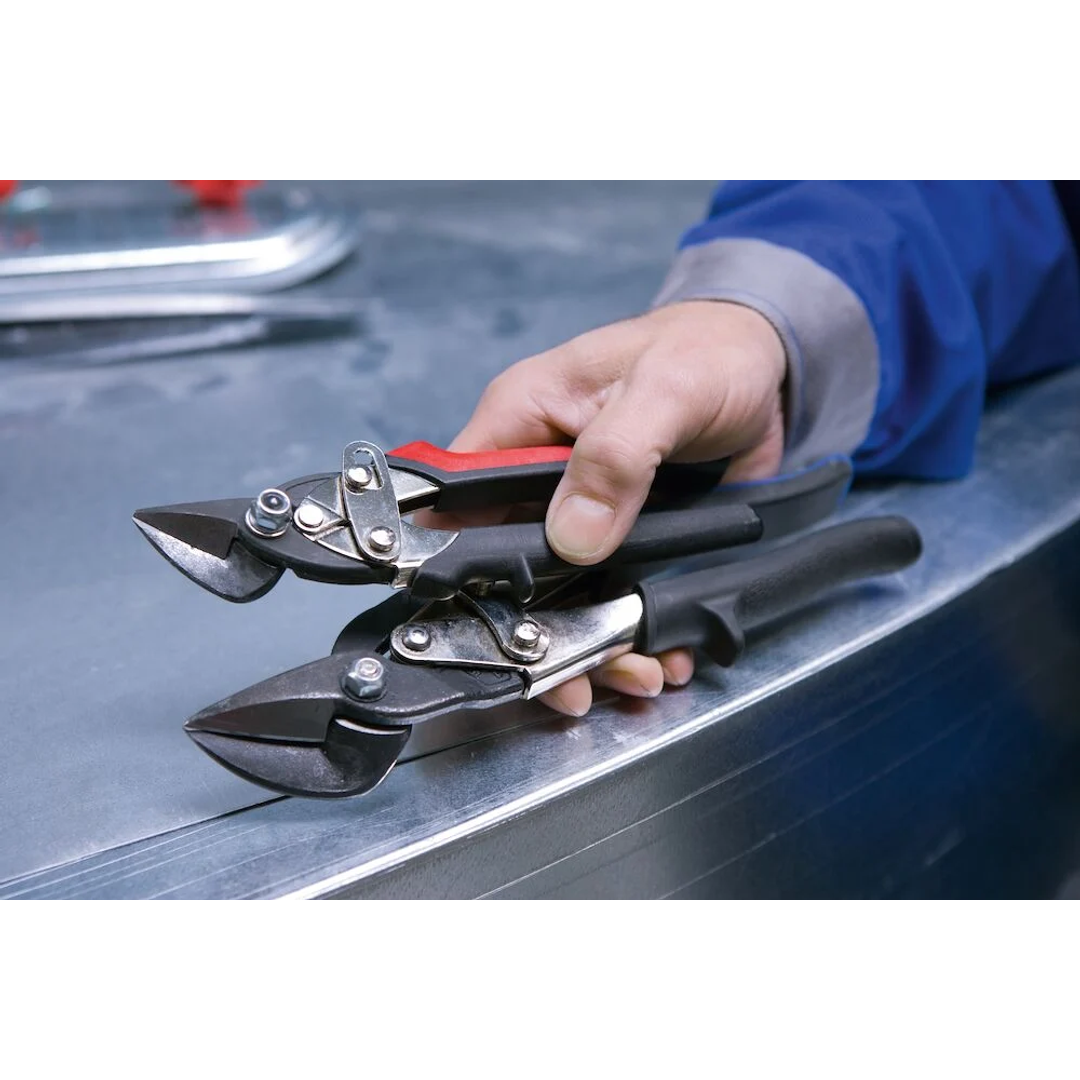 Erdi 180mm Offset Compound Action Tin Snips (Red)