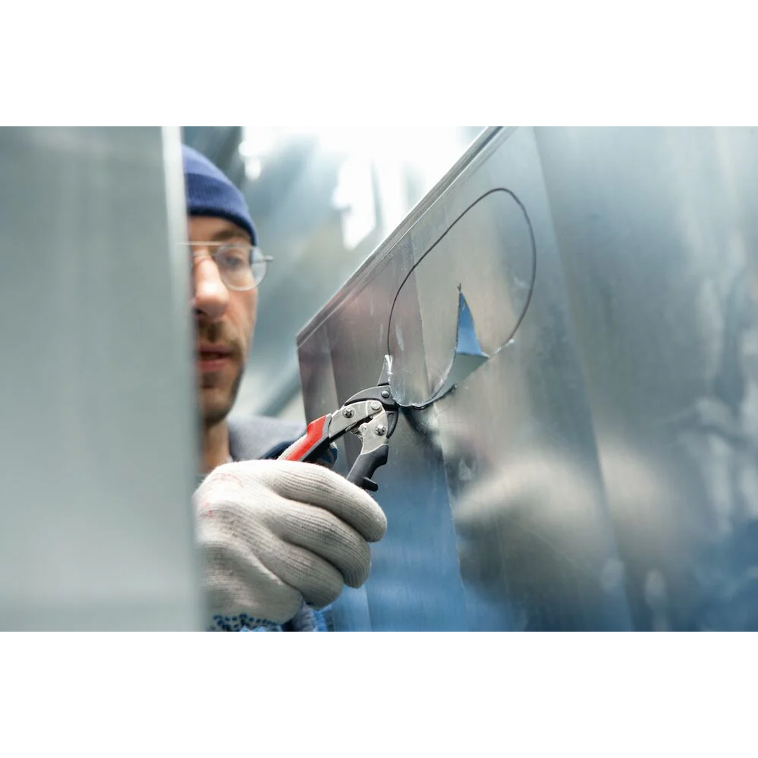 Erdi 180mm Offset Compound Action Tin Snips (Red)