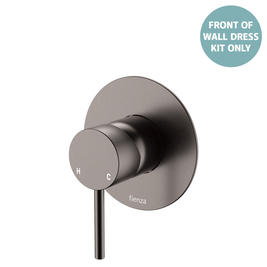 Fienza Kaya Gun Metal Wall Mixer Dress Kit Set Large Round Plate Lf Sus304