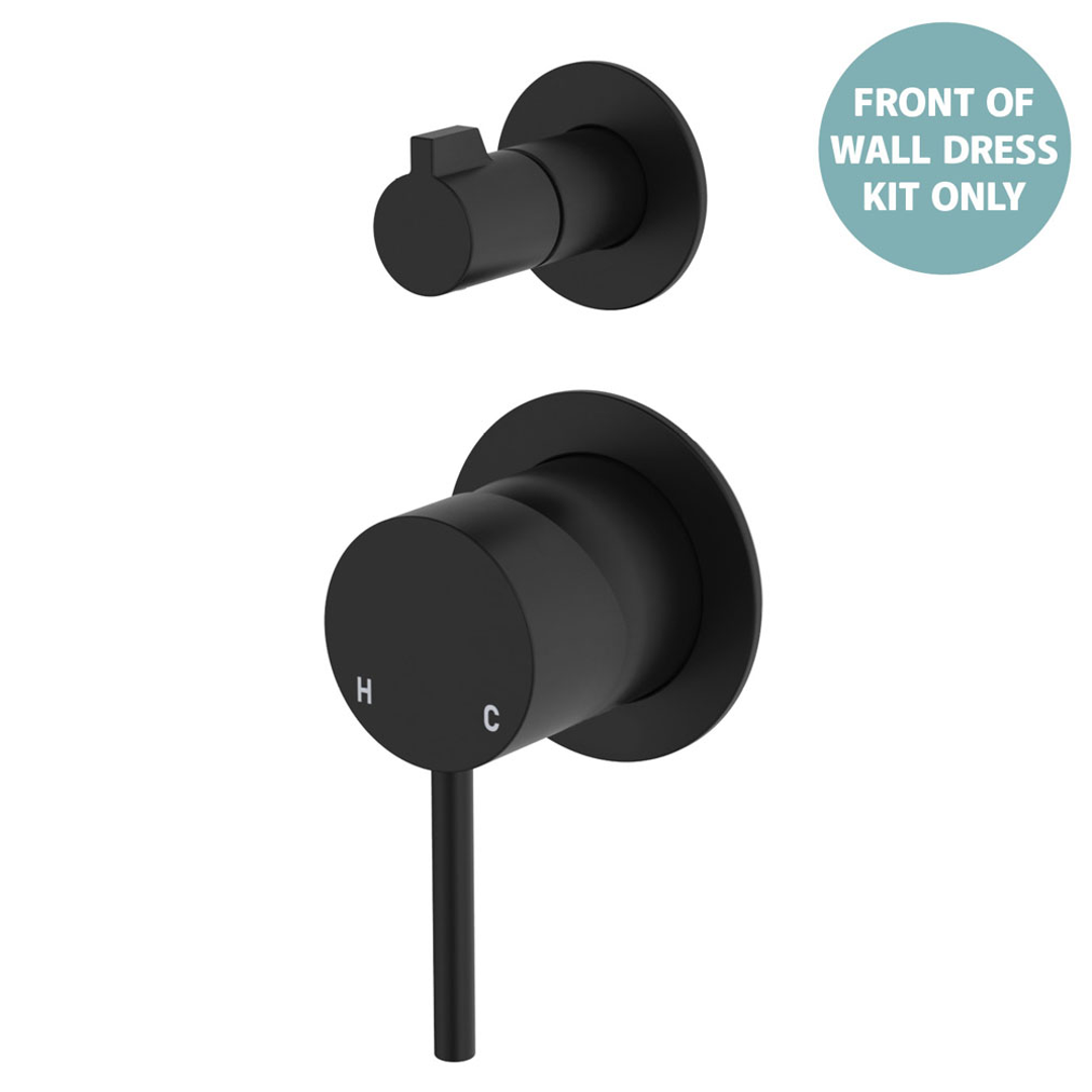 Fienza Kaya Matte Black Wall Diverter Mixer Dress Kit Set Small Round Plates Lf Sus304