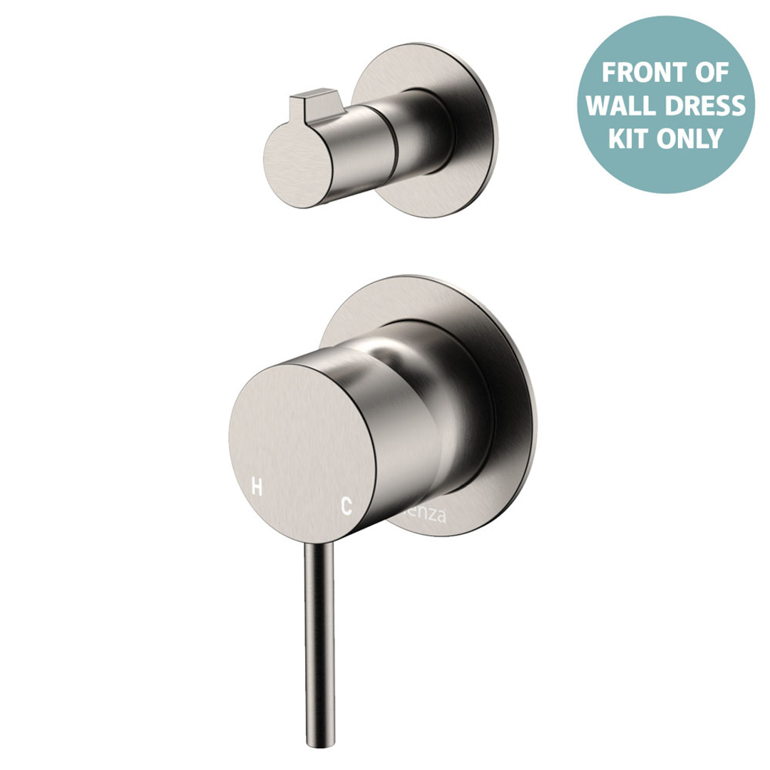 Fienza Kaya Brushed Nickel Wall Diverter Mixer Dress Kit Set Small Round Plates Lf Sus304