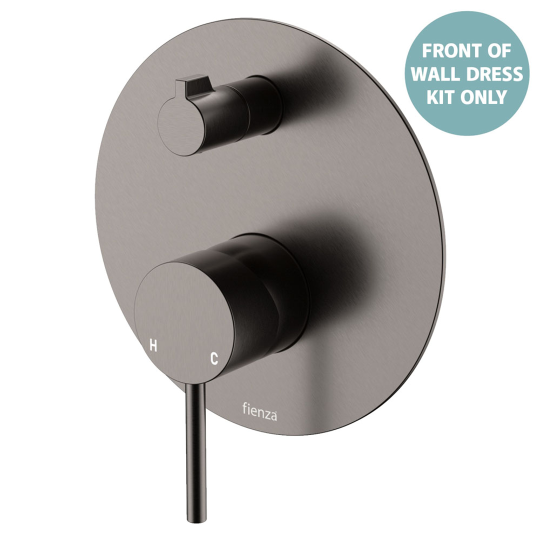 Fienza Kaya Gun Metal Wall Diverter Mixer Dress Kit Set Large Round Plate Lf Sus304