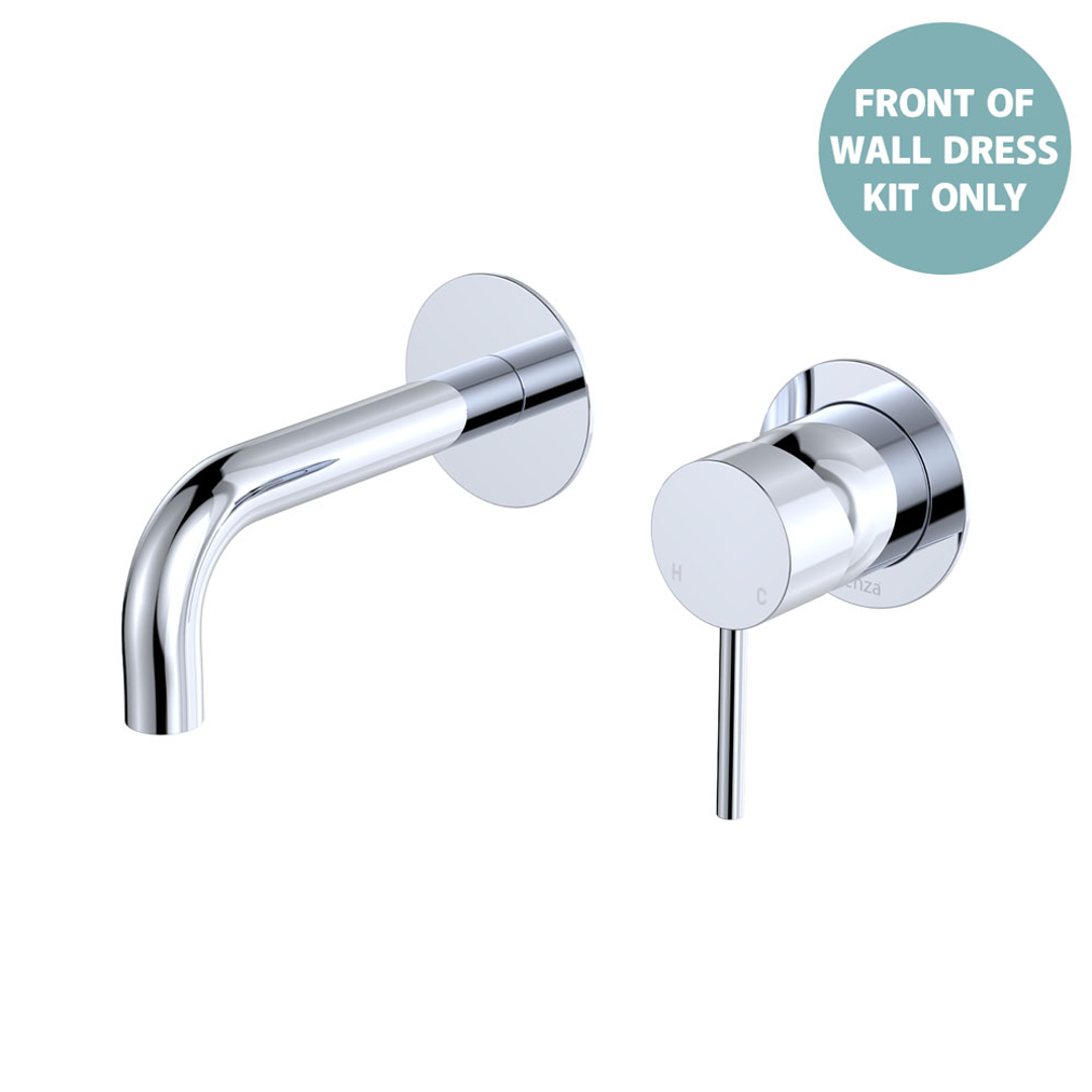 Fienza Kaya Chrome Basin/Bath Wall Mixer 130Mm Outlet Set Dress Kit Round Plates Sus304 Lf