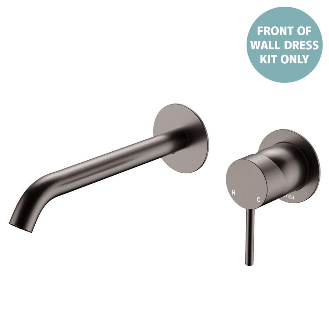 Fienza Kaya Gun Metal Basin/Bath Wall Mixer Dress Kit Set Round Plates 200Mm Outlet Lf