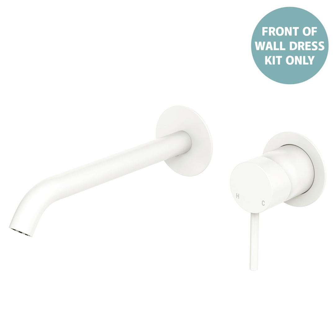 Fienza Kaya Matte White Basin/Bath Wall Mixer Dress Kit Set Round Plates 200Mm Outlet Lf