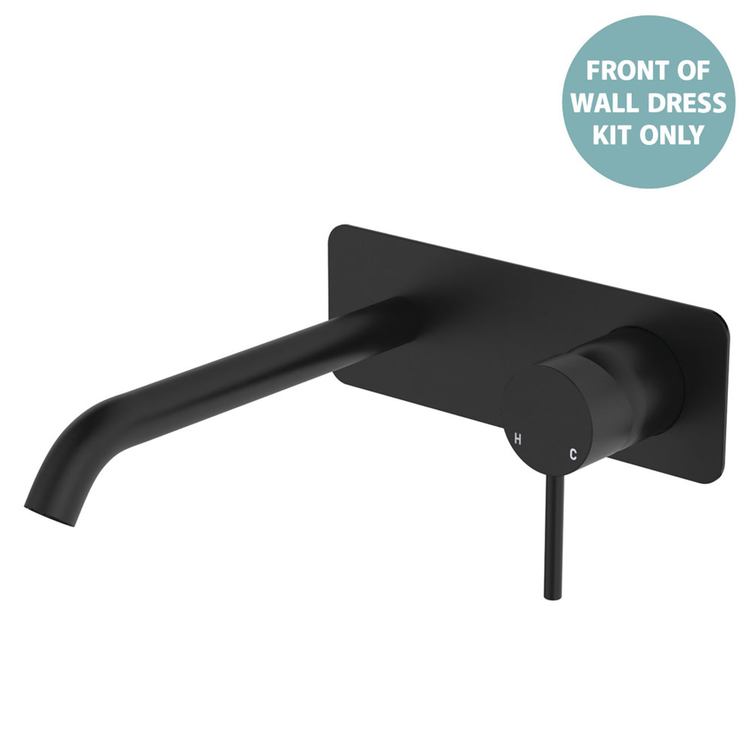 Fienza Kaya Matte Black Basin/Bath Wall Mixer Dress Kit Set Rectangular Plte 200Mm Outlet Lf