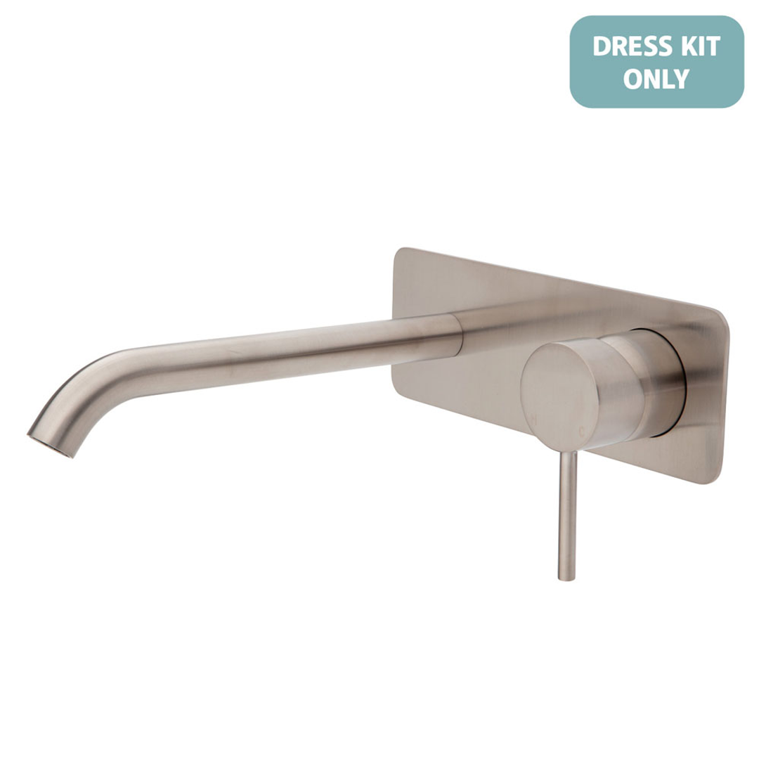 Fienza Kaya Brushed Nickel Basin/Bath Wall Mixer Dress Kit Set Rect Plate 200Mm Outlet Lf