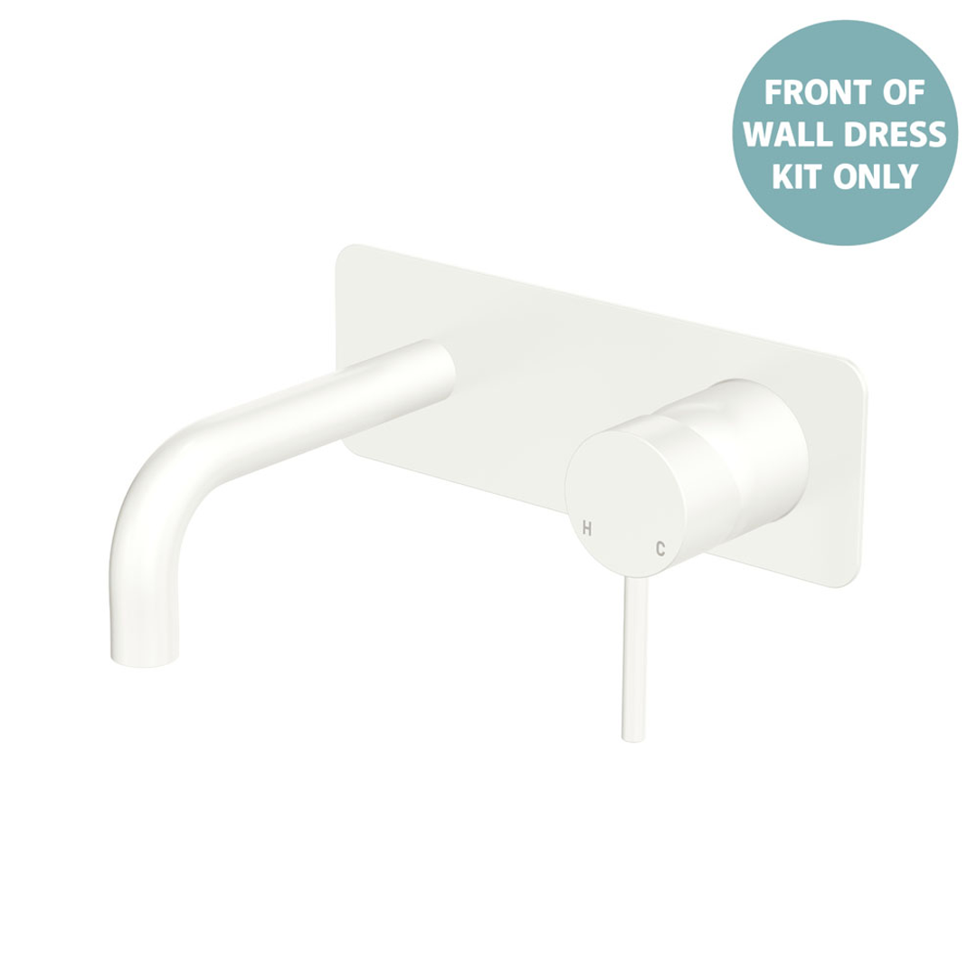 Fienza Kaya Matte White Basin/Bath Wall Mixer 130Mm Outlet Set Dress Kit Rectangular Plt Lf