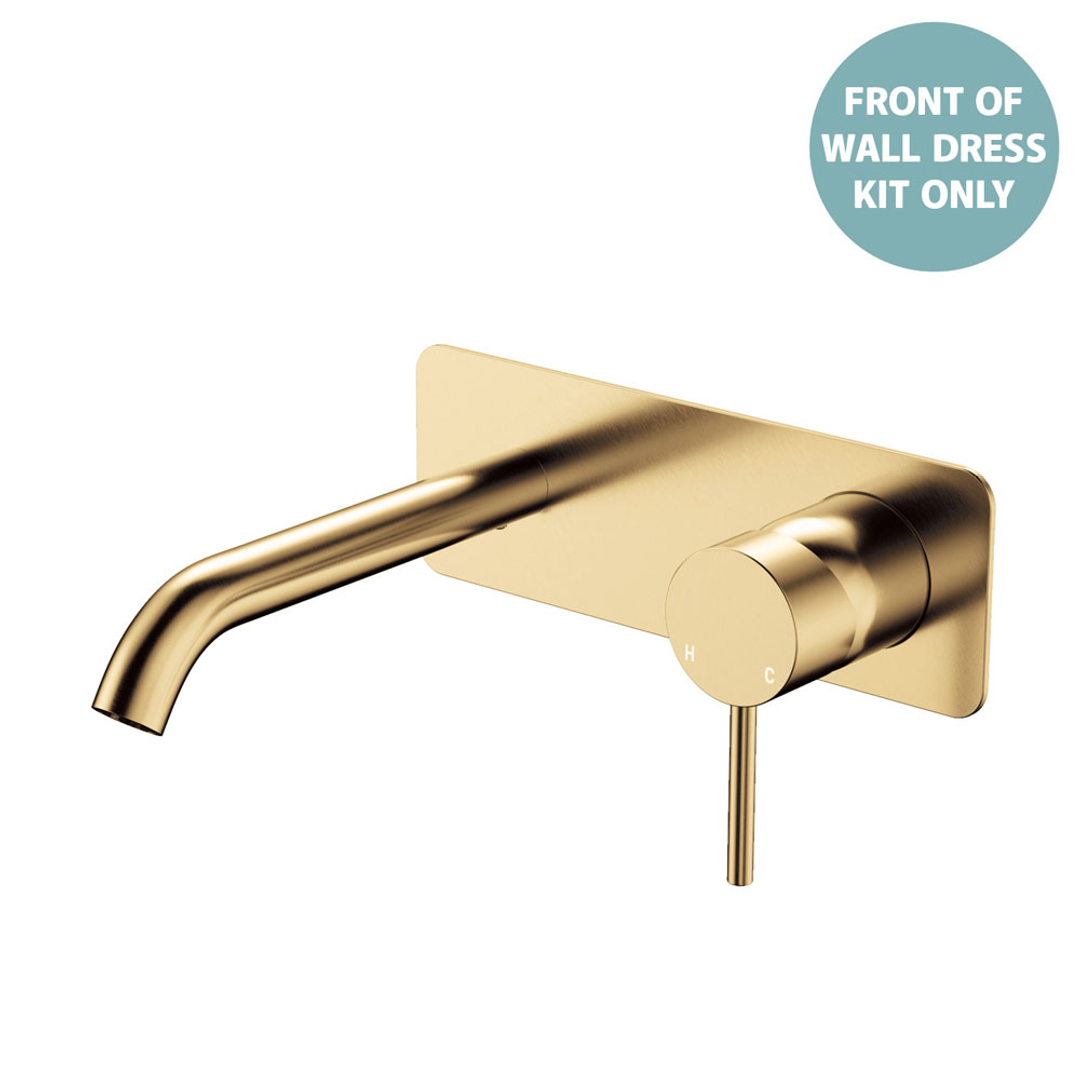 Fienza Kaya Urban Brass Basin/Bath Wall Mixer Dress Kit Set Rect Plate Soft Square Plate