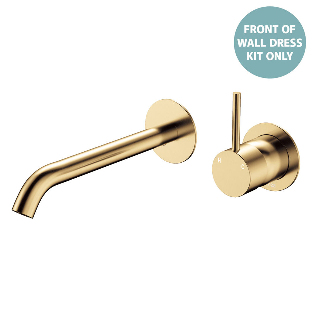 Fienza Kaya Urban Brass Up Basin/Bath Wall Mixer Dress Kit Set Round Plates 200Mm Outlet Lf