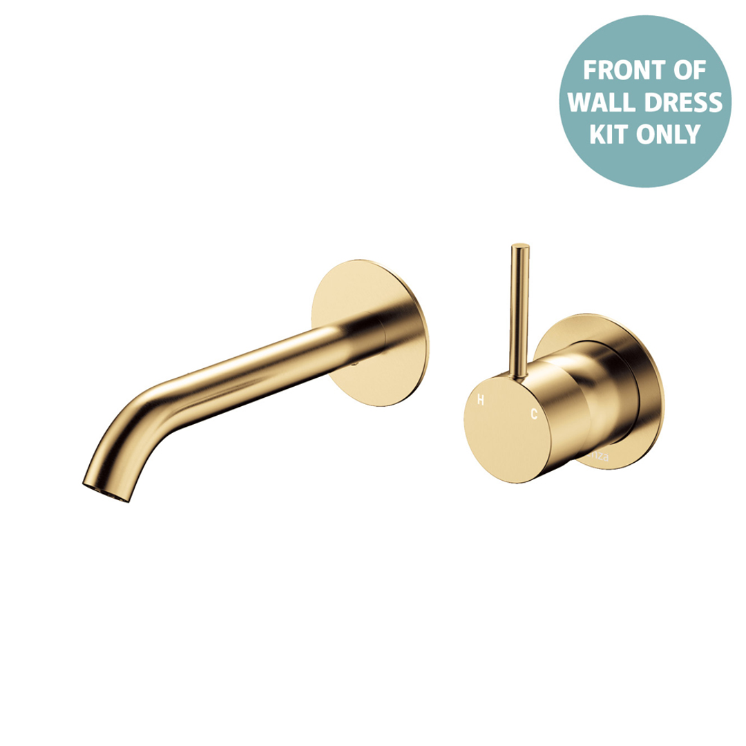 Fienza Kaya Urban Brass Up Basin/Bath Wall Mixer Dress Kit Set Round Plates 160Mm Outlet Lf