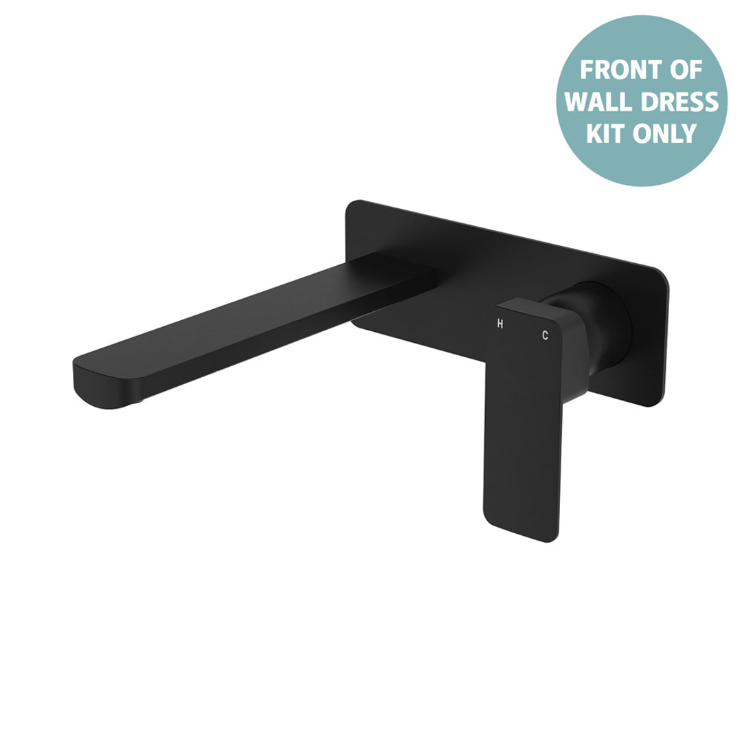 Fienza Tono Wall Mixer Set Dress Kit Lg Rectangular Plate 200Mm Matte Black Lf Sus304