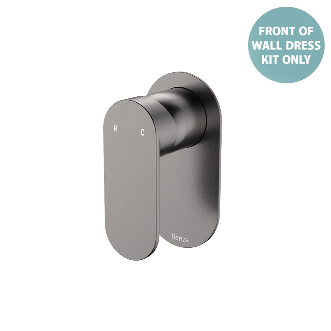 Fienza Empire Slim Wall Mixer Oval Plate Dress Kit Gun Metal Lf