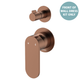 Fienza Empire Slim Wall Div Mixer Sm Round Plates Vertical Dress Kit Brushed Copper Lf