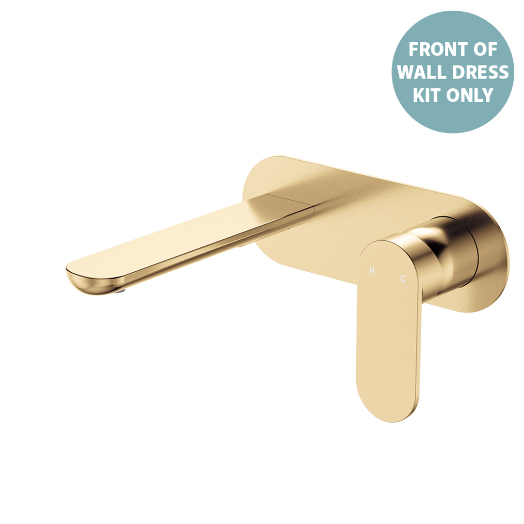 Fienza Empire Slim Basin/Bath Wall Mixer Set Oval Plate 160mm Dress Kit Urban Brass Lf