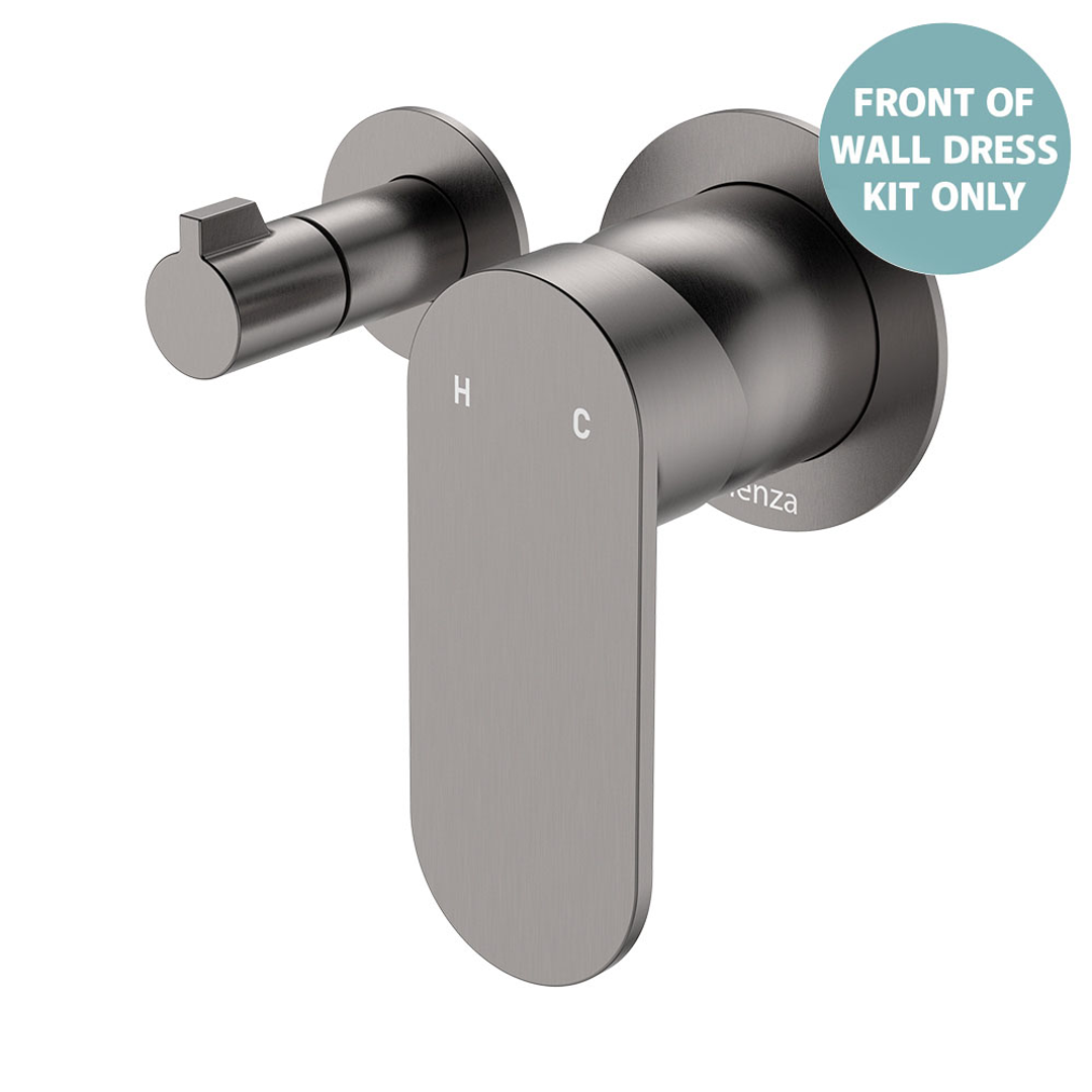Fienza Empire Slim Wall Diverter Mixer Small Round Plates Horizontal D/Kit Gun Metal Lf