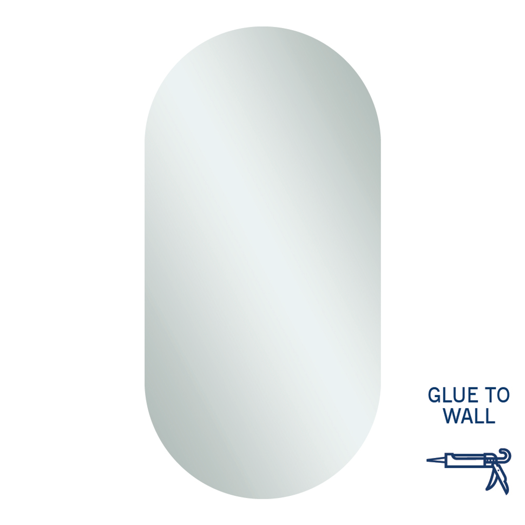 Thermogroup Duke Polished Edge Pill Mirror 500x1000mm Glue-to-Wall