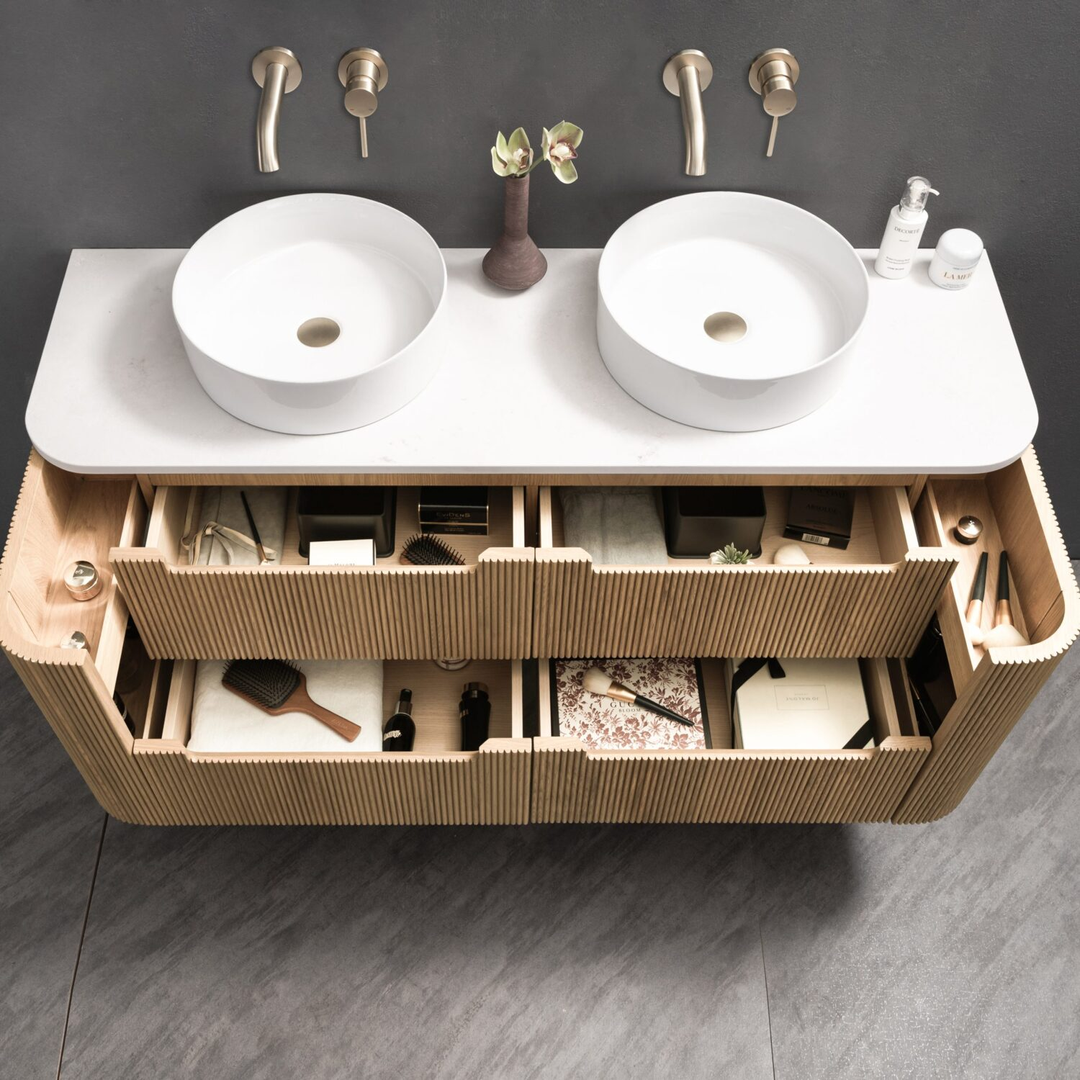 Noveen Oakmere 1500Mm Wall Hung Vanity Cabinet Only Golden Oak