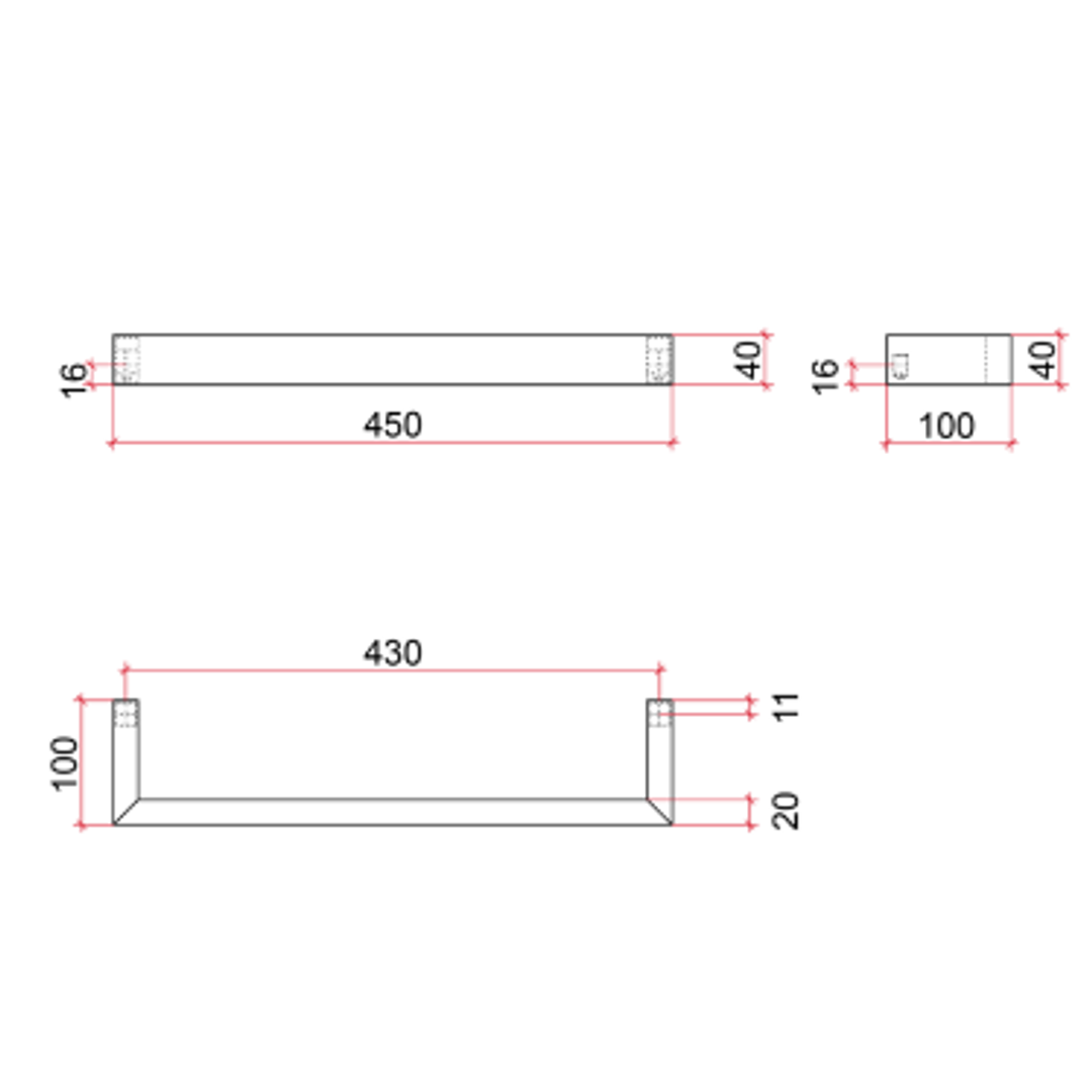 Thermorail Square Single Rail 450X40X100mm 17Watts - Includes Transformer