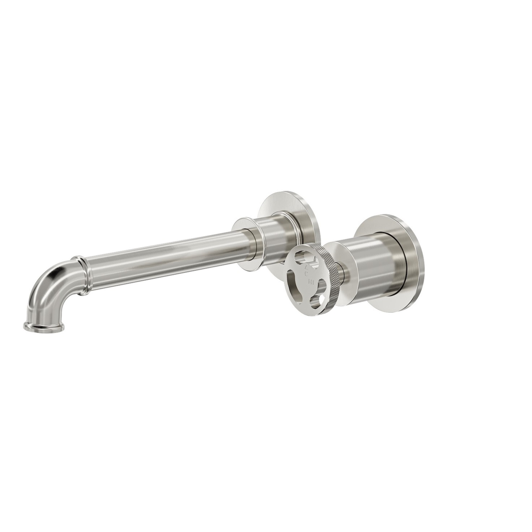 Linsol Dynamik 2-Plates Wall Basin Or Bath Mixer - Brushed Nickel