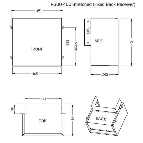 Dam Buster Stretched R300-400 Rainhead With Fixed Receiver