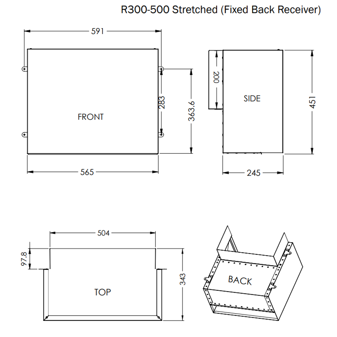 Dam Buster Stretched R300-500 Rainhead With Fixed Receiver