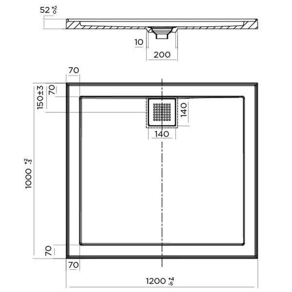 Oceano Stonelite Eco Base 1200 X 1000 Rear Outlet Chrome Waste