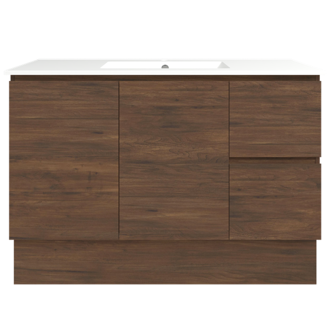 Timberline Elemental 1200Mm Floor Standing Vanity Aged Walnut Centre Bowl Alpha Top